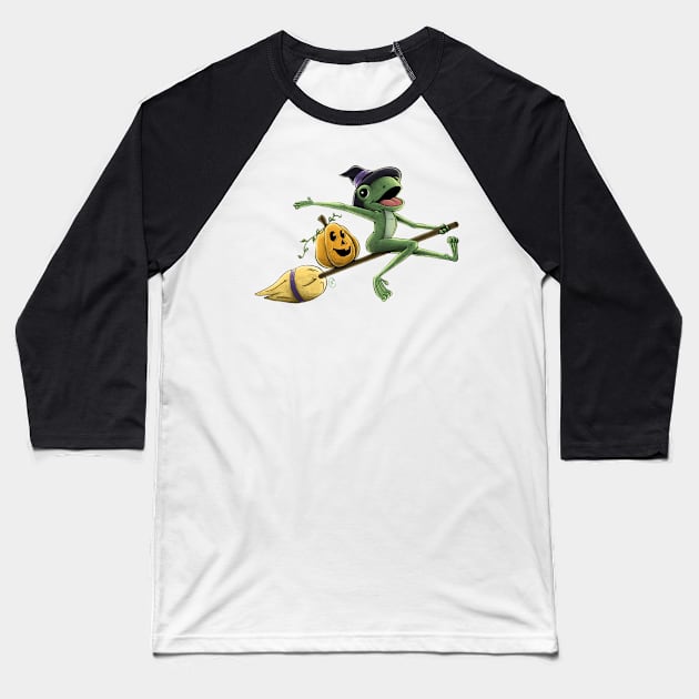 Frog Witch Baseball T-Shirt by Meg Clayburn Studio